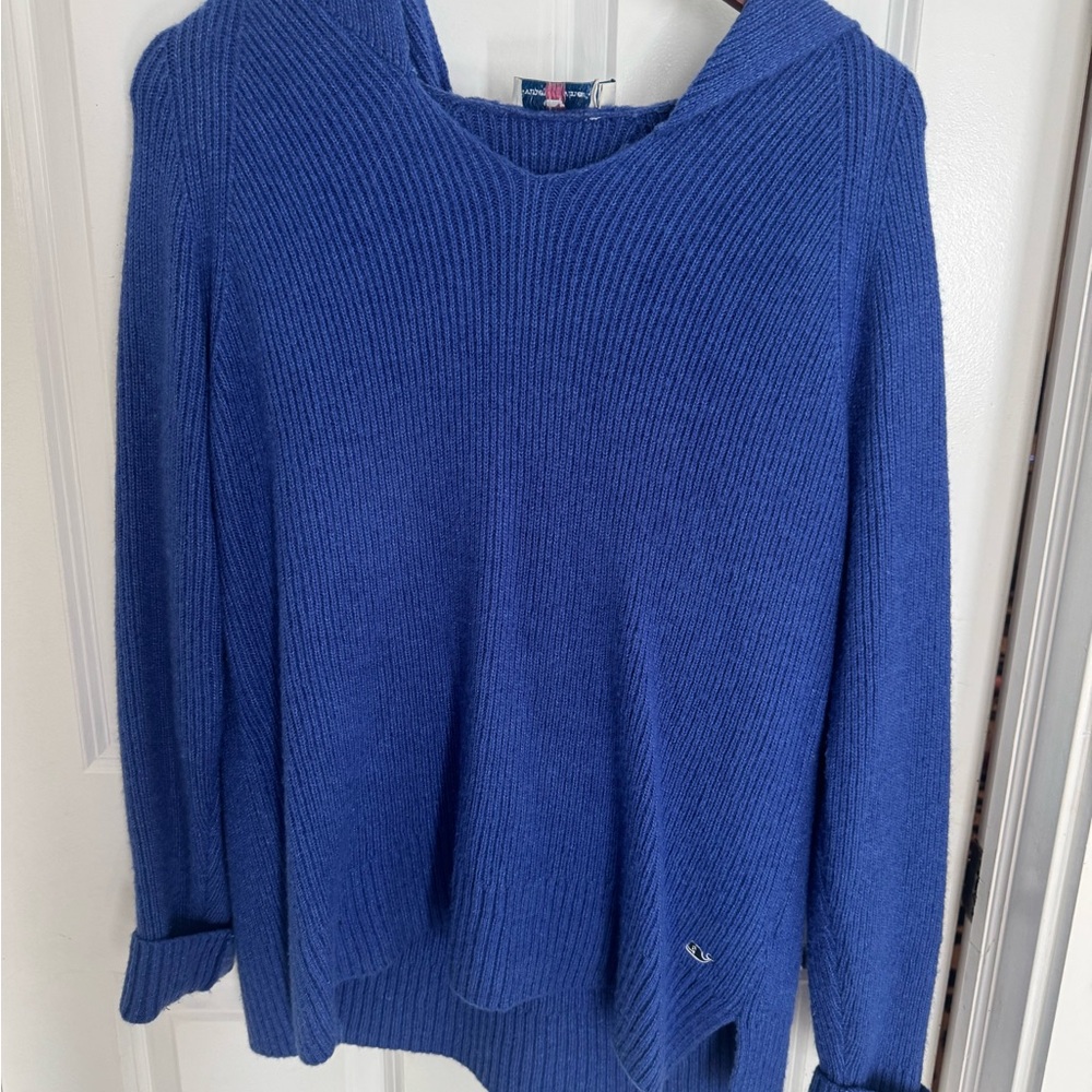 Vineyard Vines Women's Cobalt Blue V-Neck Knit Sweater